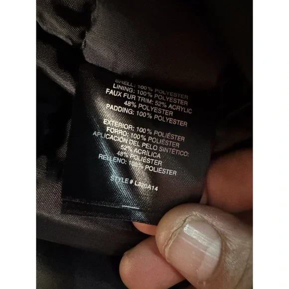 London Fog Down Parka Jacket Womens 10/12 Kids Puffer Hooded Faux Fur - Picture 10 of 16